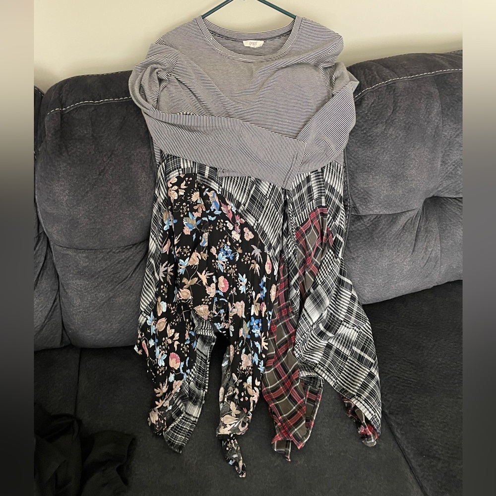 Fall fun Striped and Floral Patchwork Dress